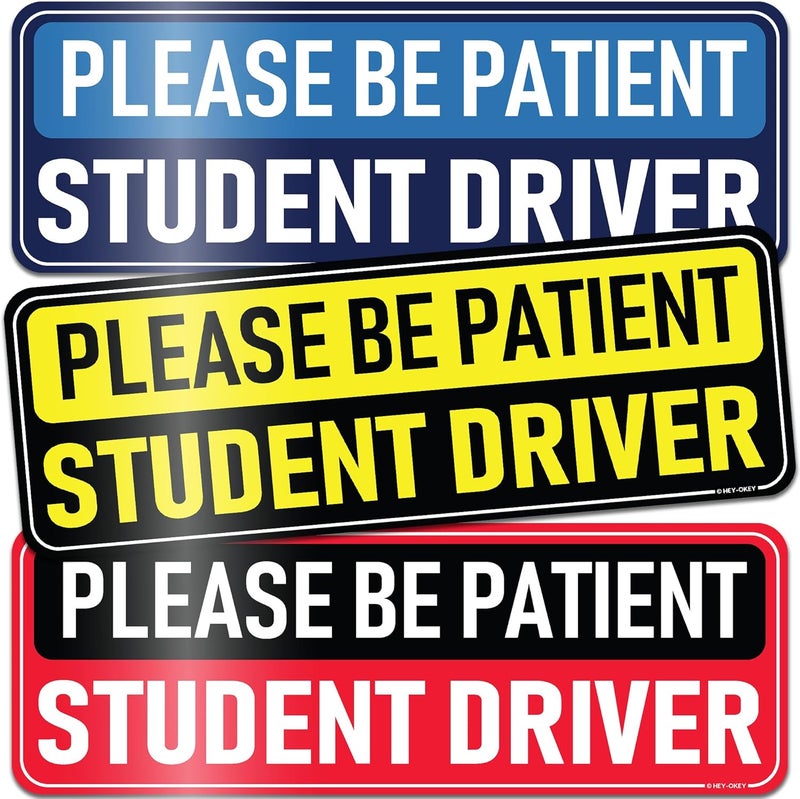 HEY-OKEY 3-Pack Student Driver Magnet for Car – Metal Only (Not for Plastic/Aluminum) – Funny Please Be Patient Reflective Magnetic Bumper Sticker – Removable Rookie Safety Signs – 10 x 3.5 in - Image 1